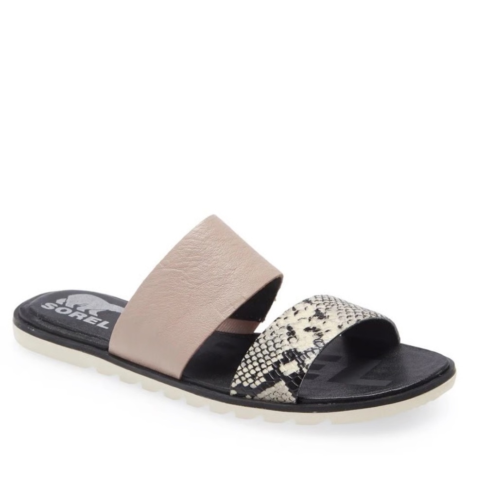 Sorel Ella lI Slide sandals snake print and mauve vapor colorway size 7 women’s
